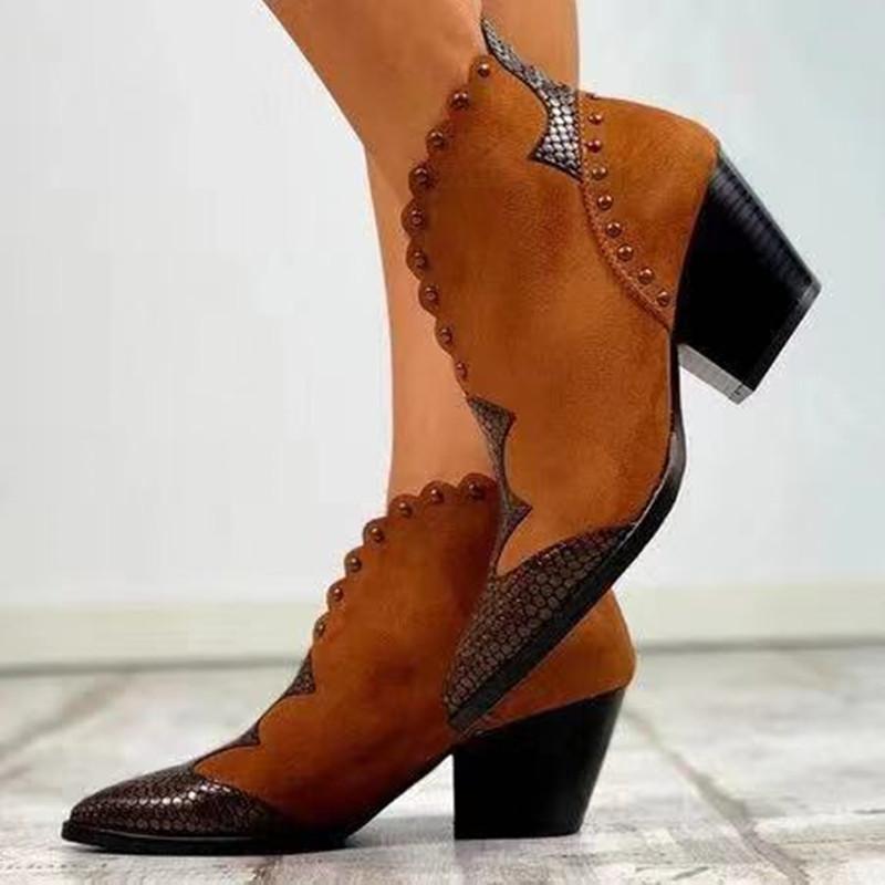 Single Hit Fall And Winter Pointy Thick Heel Casual Short Women'S  Martin Boots