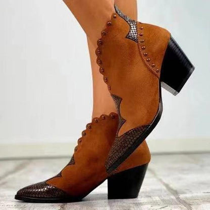 Single Hit Fall And Winter Pointy Thick Heel Casual Short Women'S  Martin Boots