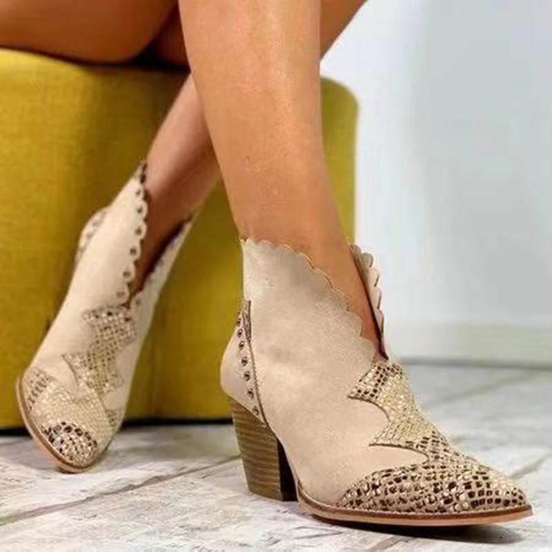 Single Hit Fall And Winter Pointy Thick Heel Casual Short Women'S  Martin Boots