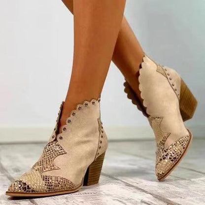 Single Hit Fall And Winter Pointy Thick Heel Casual Short Women'S  Martin Boots