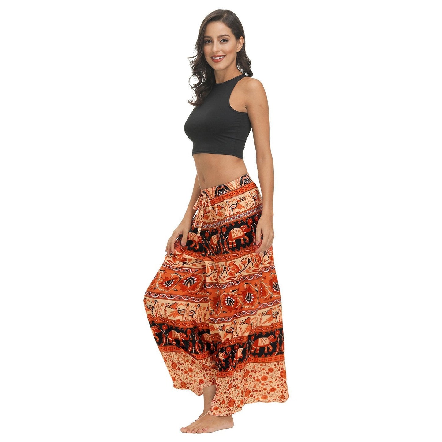 Bohemian Print Ethnic Loose Wide-Leg Pants