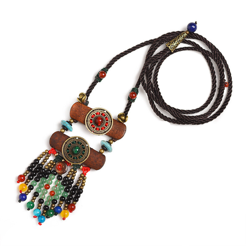 National Style And Creative Tassel Necklaces, Female Pendants, Ornaments, Vintage Sweater Chains