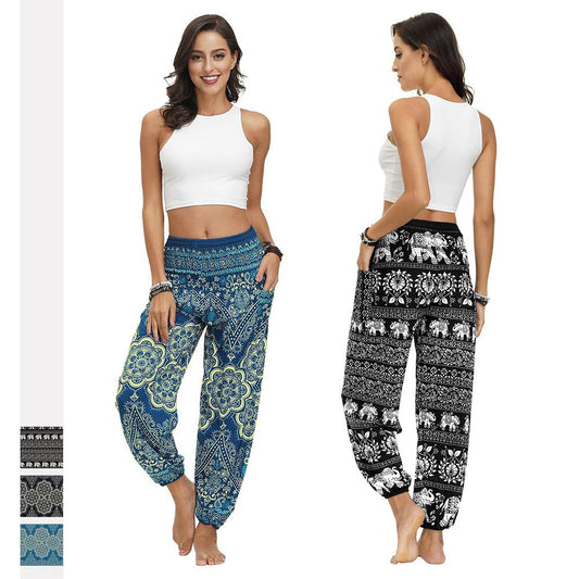 Ethnic Print Casual Loose Straight Harem Pants Sports Yoga Pants