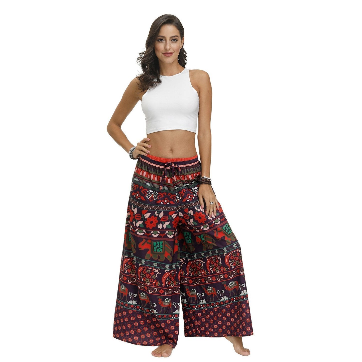 Bohemian Print Ethnic Loose Wide-Leg Pants