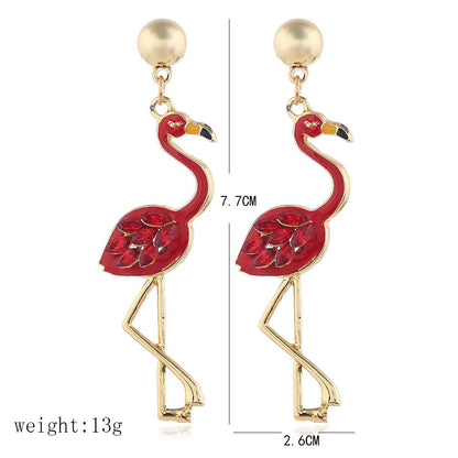 Hot New Long Tassel Flamingo Ladies Christmas Earrings