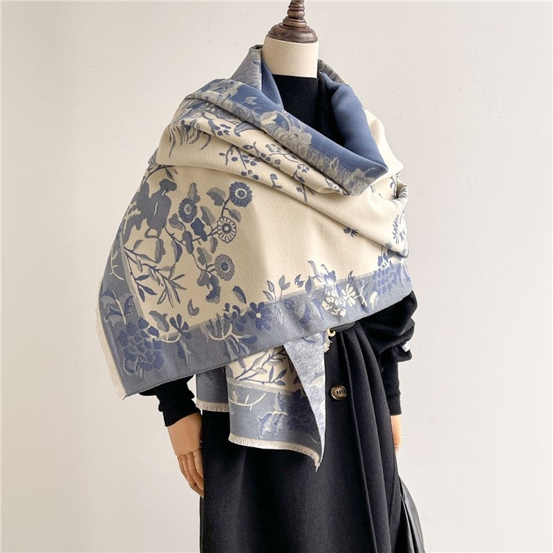 Jacquard Fringed Cashmere-Like Scarf