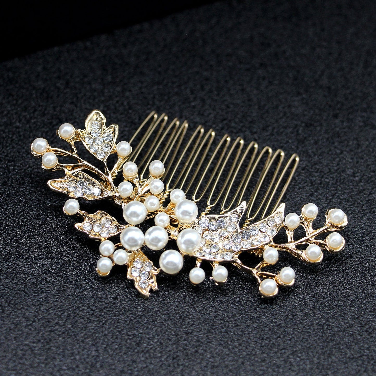 Bridal Pearl Hair Comb With Crystal Accents Silver Alloy Hairpiece