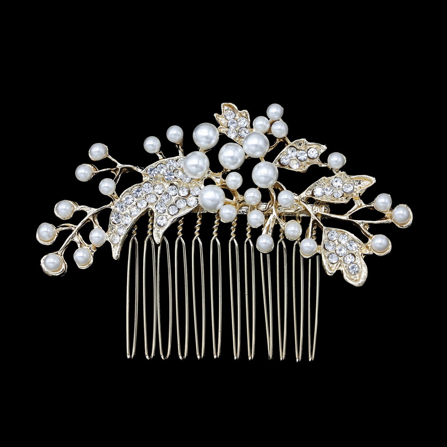 Bridal Pearl Hair Comb With Crystal Accents Silver Alloy Hairpiece
