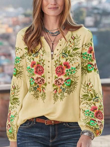 New Women'S Shirts Long-Sleeved Printed Large Size Loose