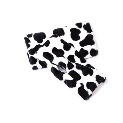Trendy Warm Leopard Print Plush Fingerless Gloves