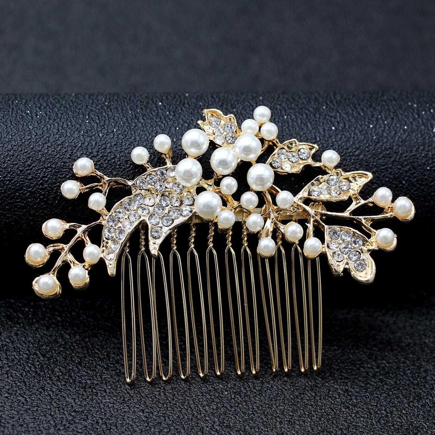 Bridal Pearl Hair Comb With Crystal Accents Silver Alloy Hairpiece