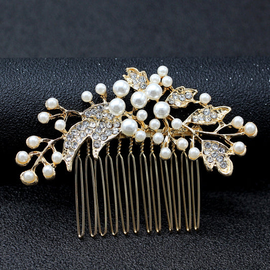 Bridal Pearl Hair Comb With Crystal Accents Silver Alloy Hairpiece