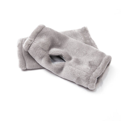 Trendy Warm Leopard Print Plush Fingerless Gloves
