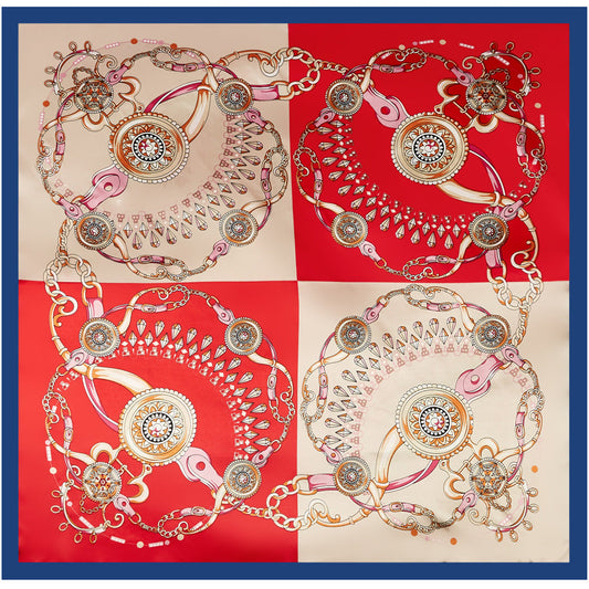 Vintage Splicing Patterns Square Satin Scarf