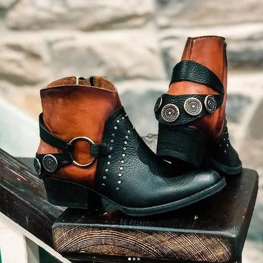 Autumn And Winter Fashion Round Head Low-Top Large Size Women'S Short Boots