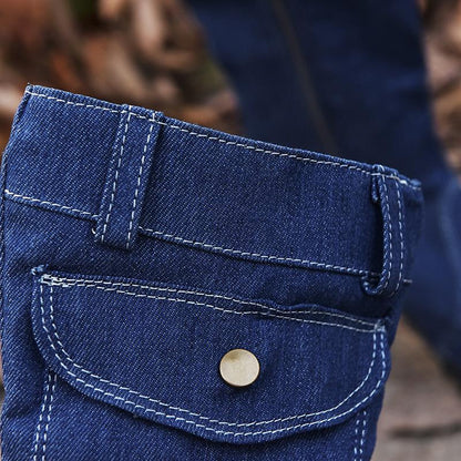 High-Heeled Denim Medium-Length Women'S Boots