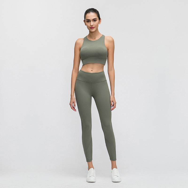 High Collar Sports Bra Triangle Hollow Back Gathered Shockproof Yoga Exercise Underwear Women