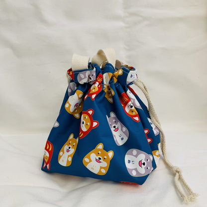 Cute Cartoon Flower Dog Lunch Bag Waterproof Drawstring Tote
