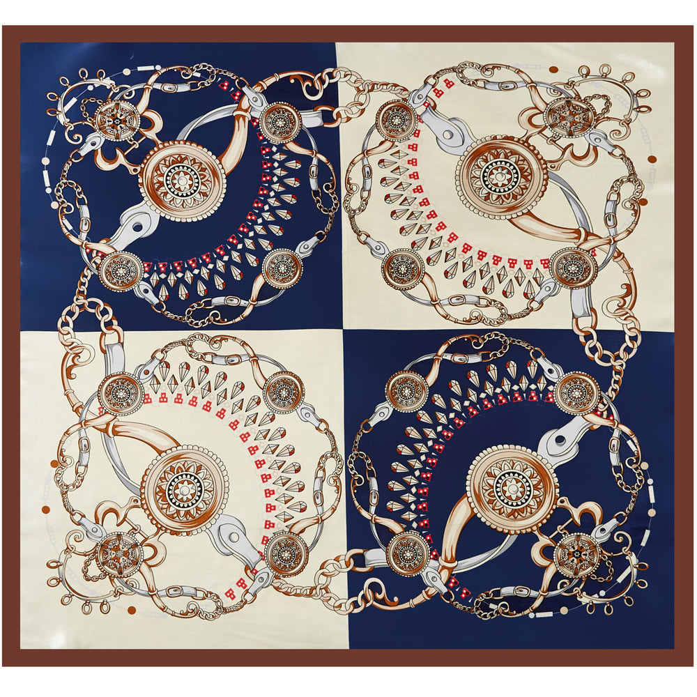 Vintage Splicing Patterns Square Satin Scarf
