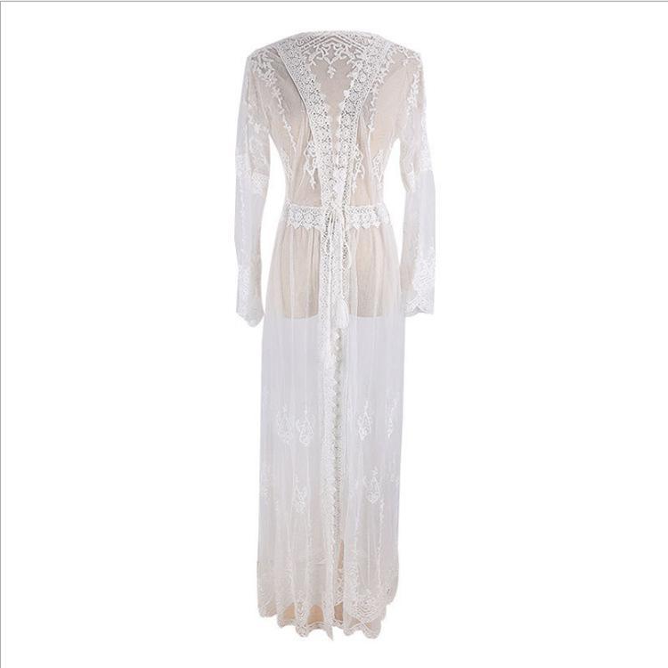 New Mesh Embroidered Lace Beach Bikini Cover Up