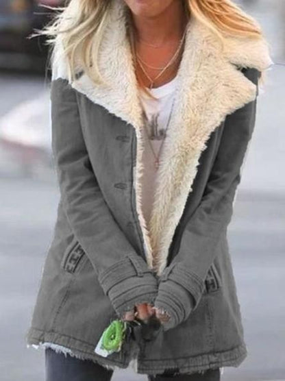 Warm Cotton Jacket With Long Sleeves And Plush In Autumn And Winter