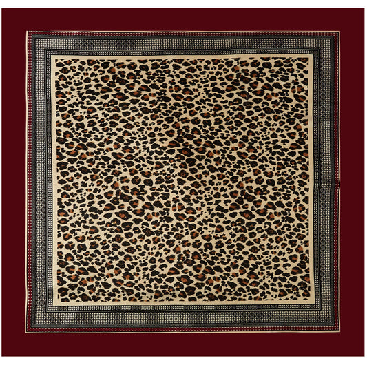 Leopard Vintage Colorblock Square Satin Scarf