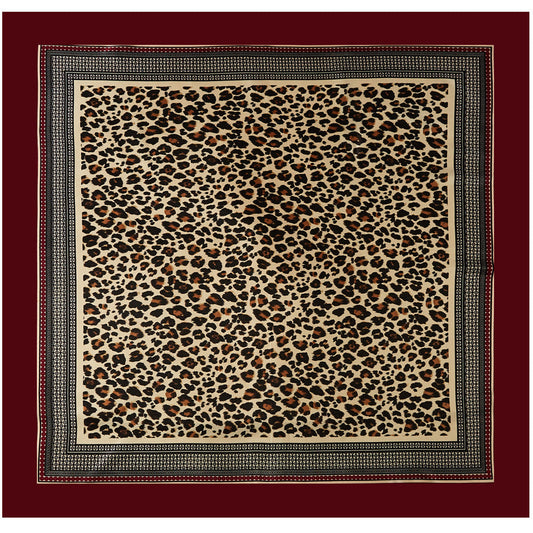 Leopard Vintage Colorblock Square Satin Scarf