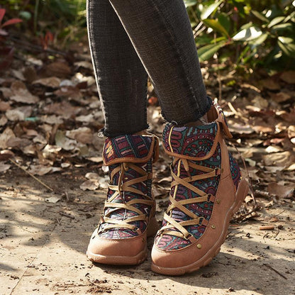 Flat-Bottomed Retro Ethnic Women With Velvet Martin Boots
