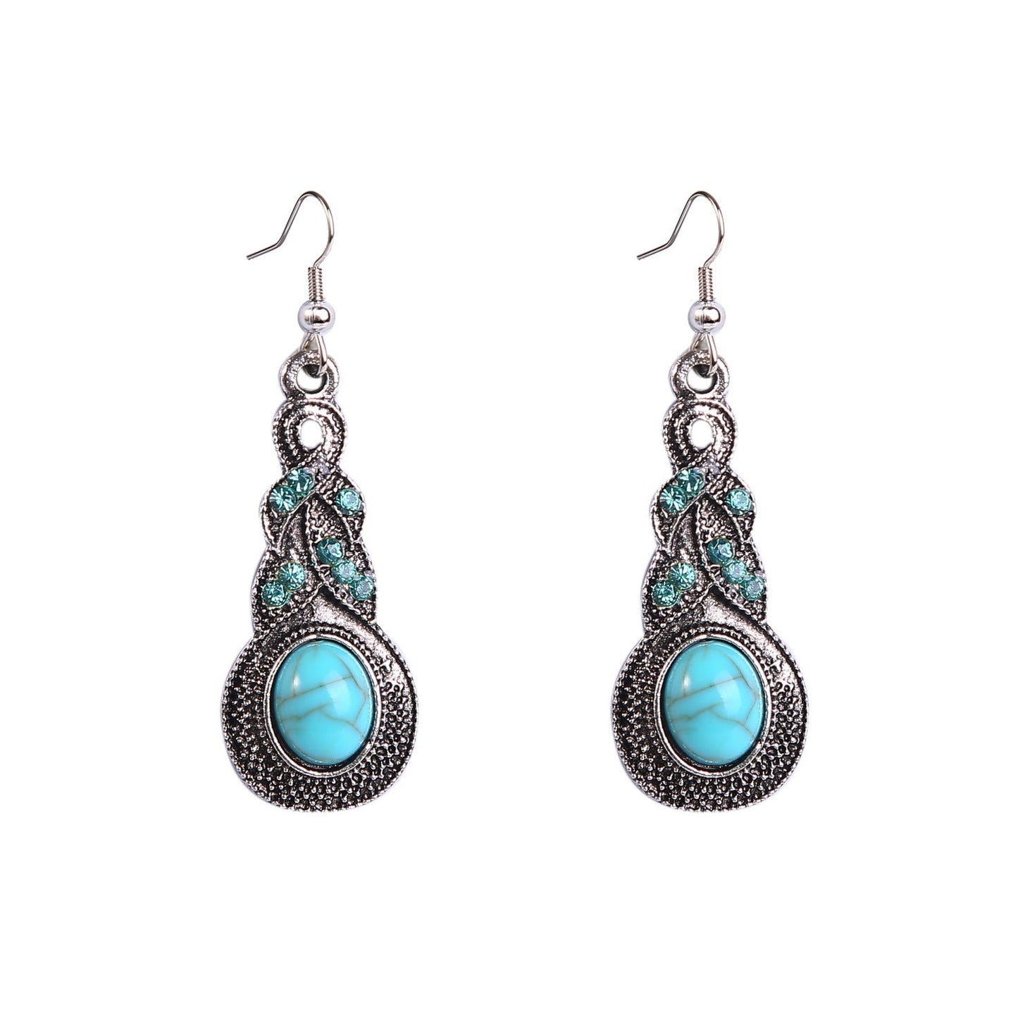 Bohemian Turquoise Earrings Vintage Style Geometric Alloy Earrings