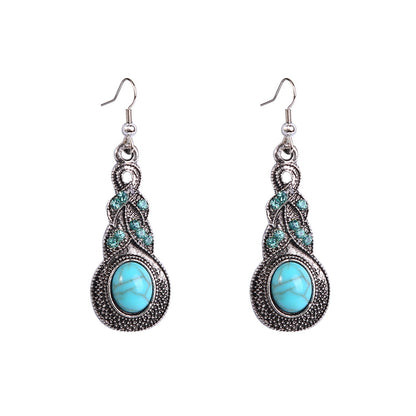 Bohemian Turquoise Earrings Vintage Style Geometric Alloy Earrings