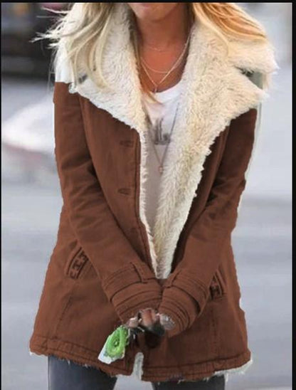 Warm Cotton Jacket With Long Sleeves And Plush In Autumn And Winter