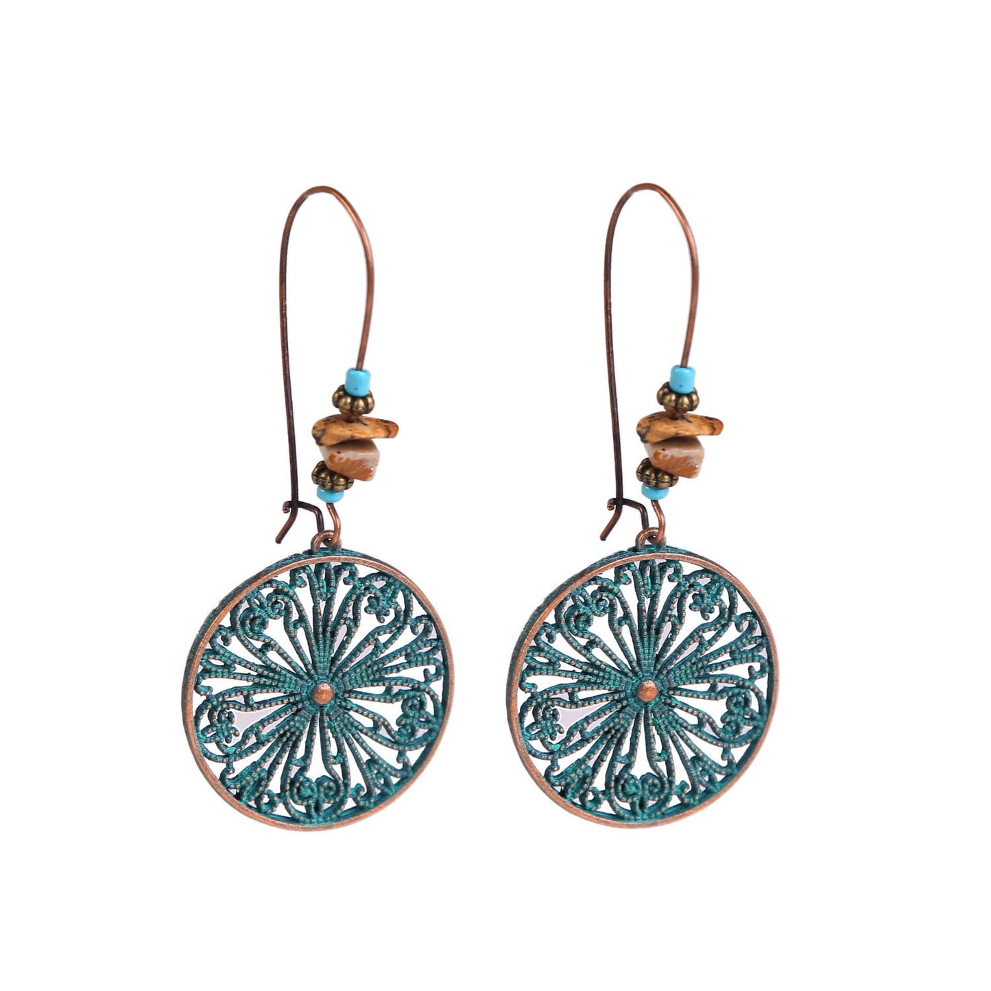 Bohemian Turquoise Earrings Vintage Style Geometric Alloy Earrings