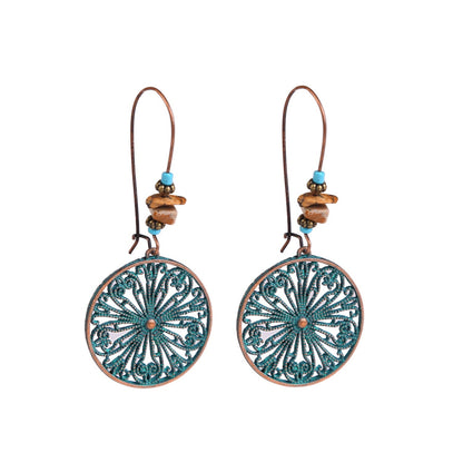 Bohemian Turquoise Earrings Vintage Style Geometric Alloy Earrings