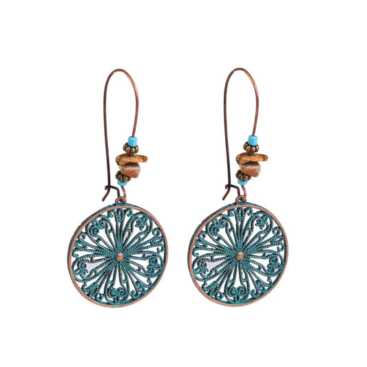 Bohemian Turquoise Earrings Vintage Style Geometric Alloy Earrings