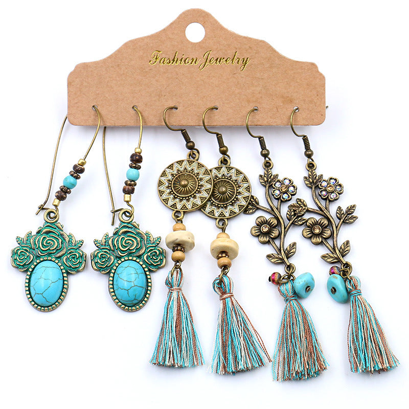 Bohemian Tassel Earrings Set â€?Alloy Fashion Jewelry
