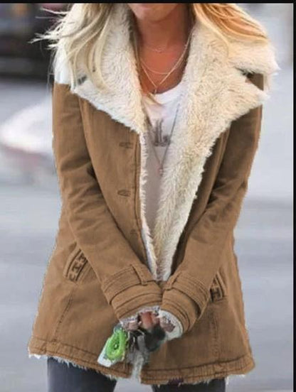 Warm Cotton Jacket With Long Sleeves And Plush In Autumn And Winter
