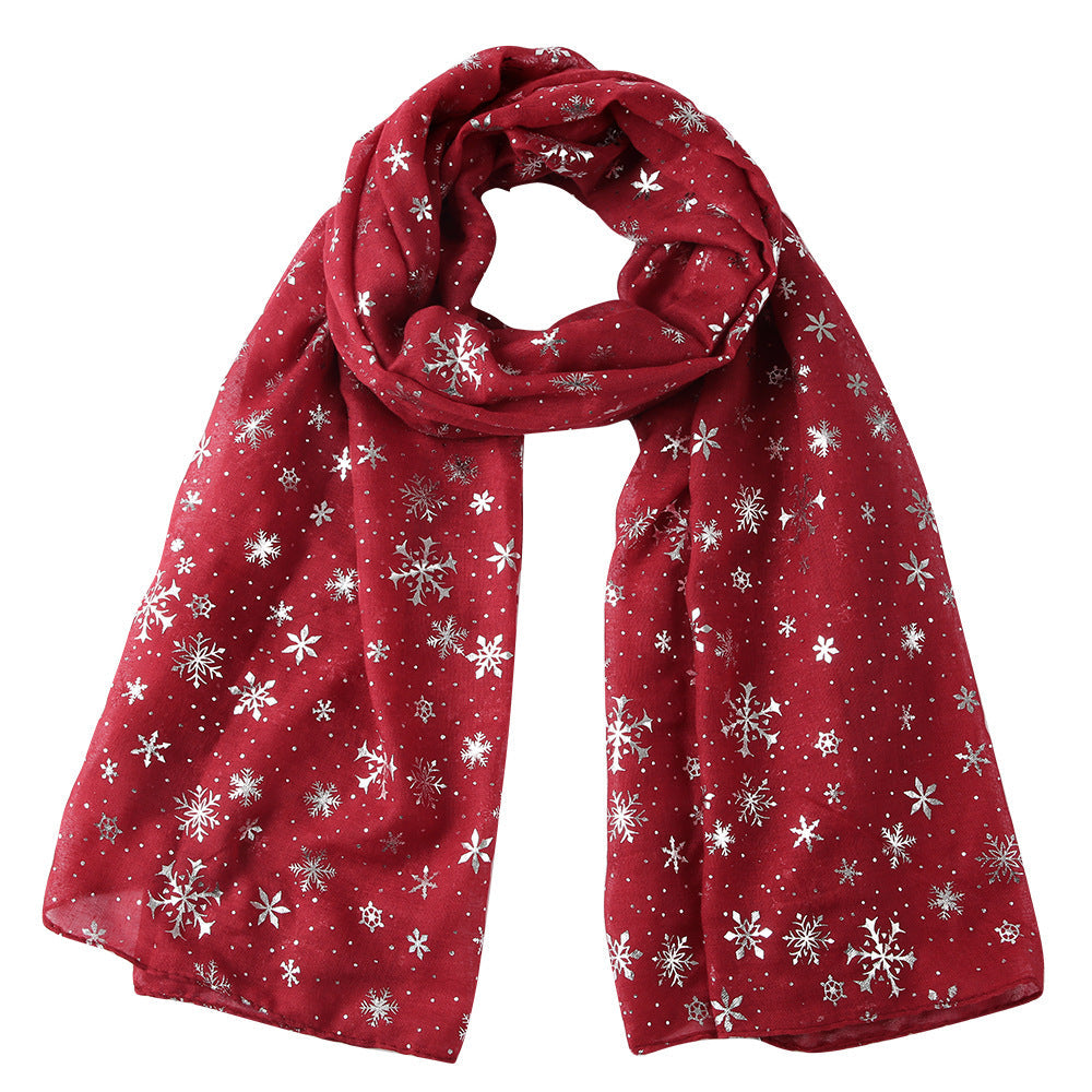 Winter Snowflake Polka Dots Christmas Shawl Scarf