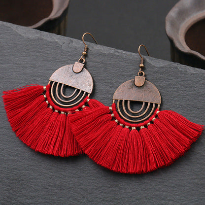 Bohemian Tassel Earrings Geometric Alloy Fashion Jewelry