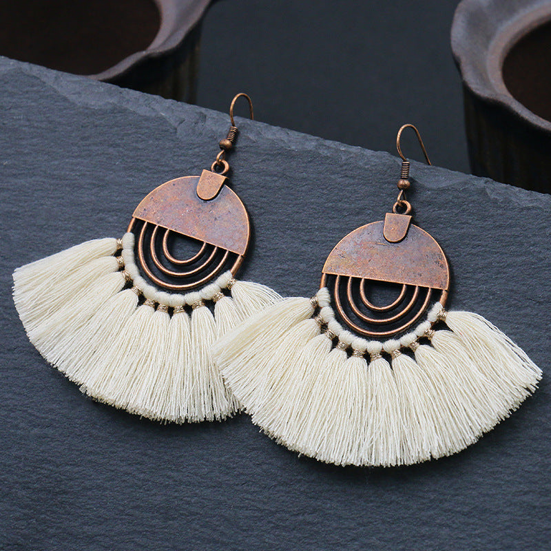 Bohemian Tassel Earrings Geometric Alloy Fashion Jewelry