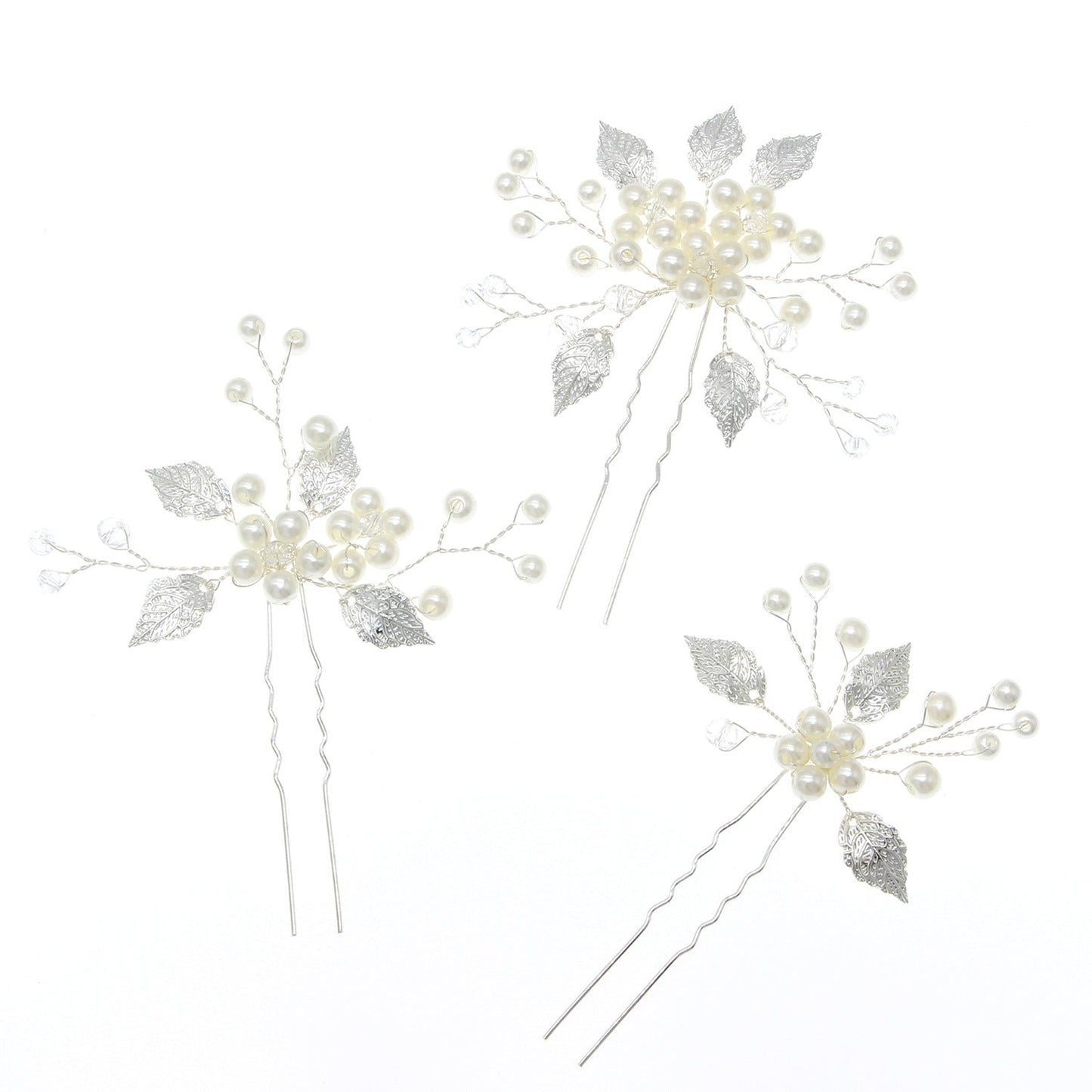 Bridal Wedding Hair Accessories Pearl U-Shaped Hairpins Set of 3