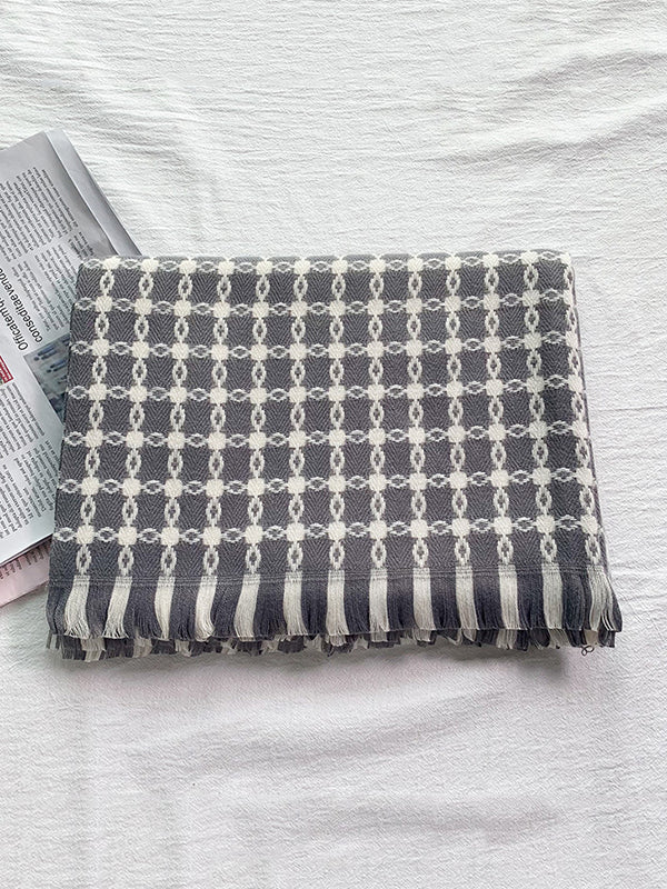 Fringed Geometric Keep Warm Shawl&Scarf