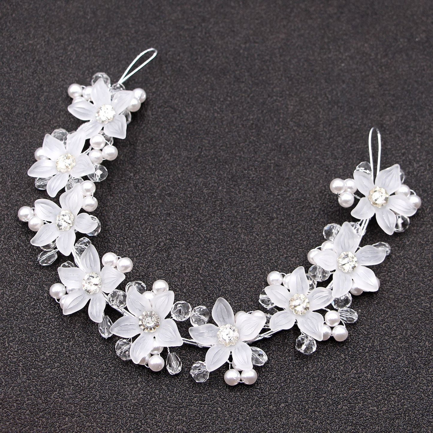 Bridal Wedding Hair Accessories Acrylic Crystal Flower Pearl Headband
