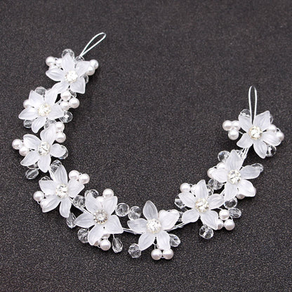 Bridal Wedding Hair Accessories Acrylic Crystal Flower Pearl Headband