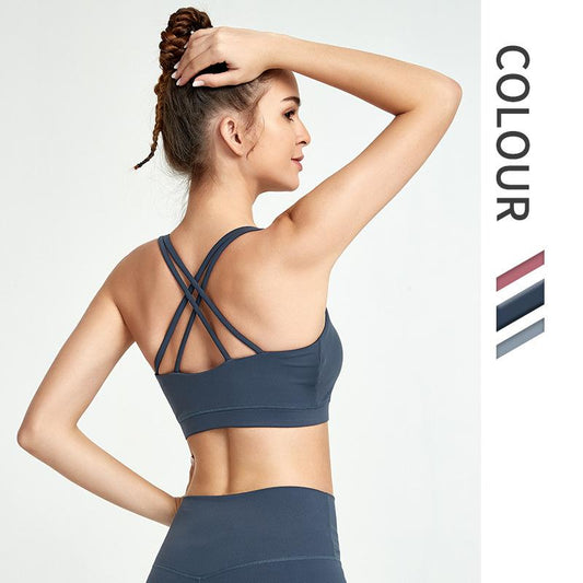 New Running Sports Vest Beauty Back Shock-Proof Sports Bra European And American Fitness Yoga Clothing Factory Yoga Vest.