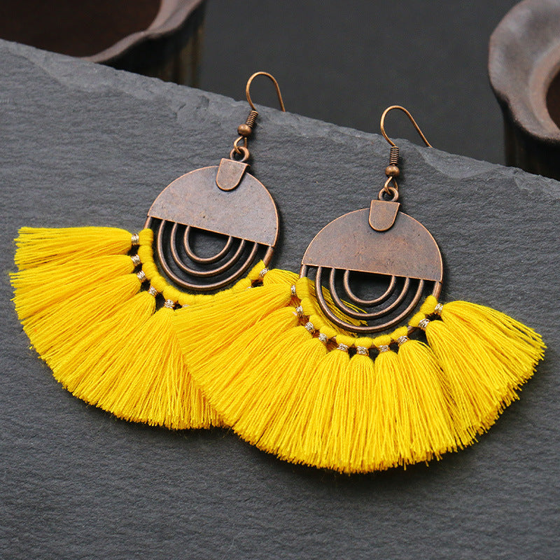 Bohemian Tassel Earrings Geometric Alloy Fashion Jewelry