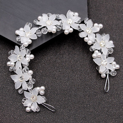 Bridal Wedding Hair Accessories Acrylic Crystal Flower Pearl Headband