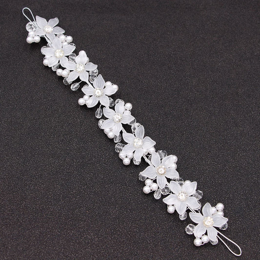 Bridal Wedding Hair Accessories Acrylic Crystal Flower Pearl Headband