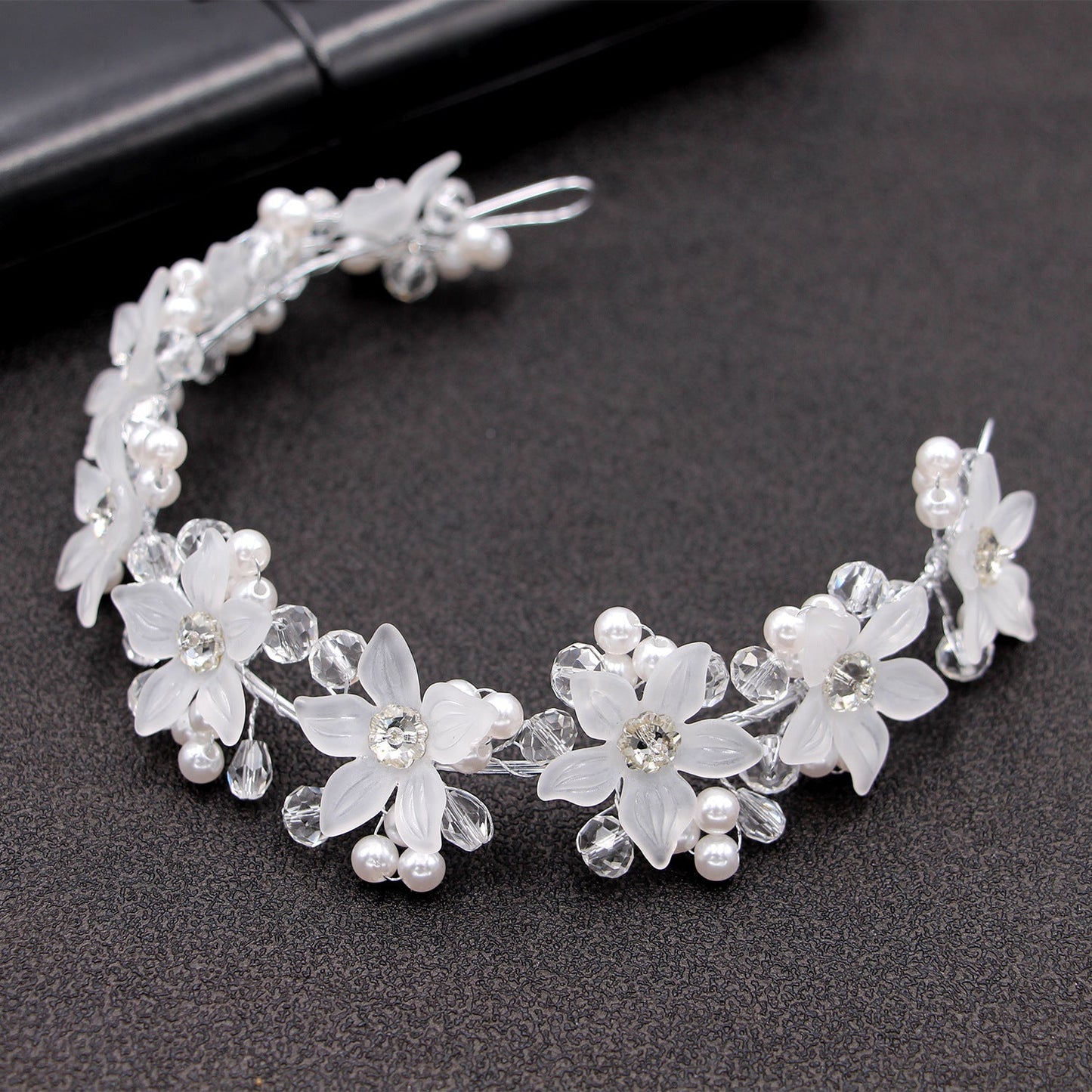 Bridal Wedding Hair Accessories Acrylic Crystal Flower Pearl Headband