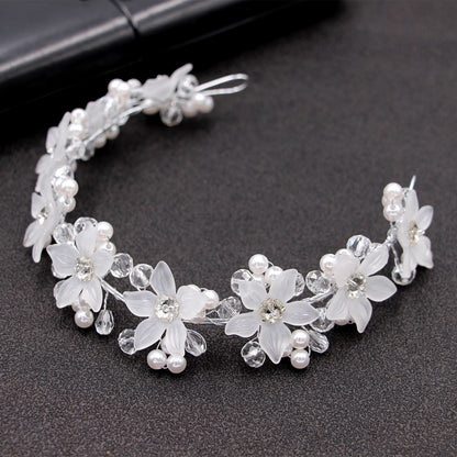 Bridal Wedding Hair Accessories Acrylic Crystal Flower Pearl Headband