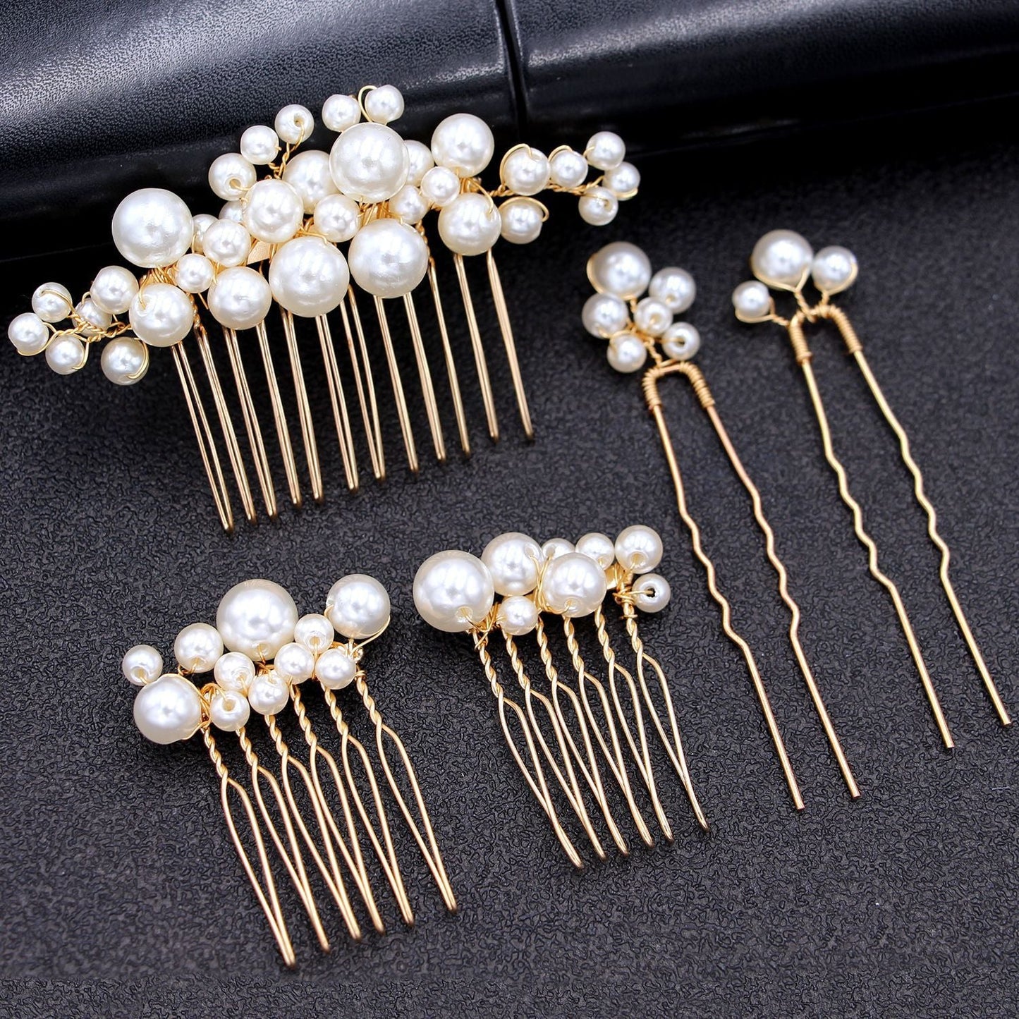 Bridal Wedding Hair Accessories Set 3 Combs + 2 Hair Pins